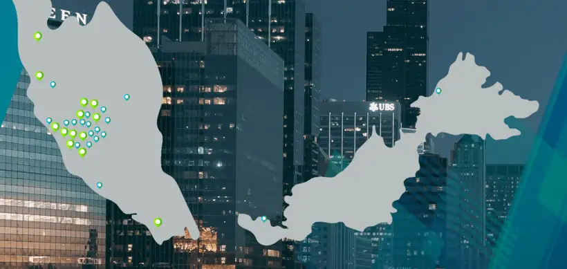 Map of Malaysia showing Vivahomes branch locations
